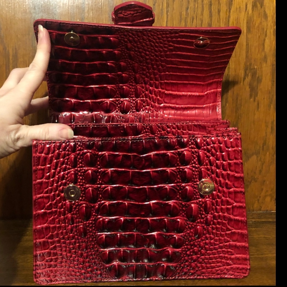 NWT-Brahmin-Small Hallie-Merlot Ombre Melbourne-Leather-Dust Bag-$325 - Picture 11 of 16